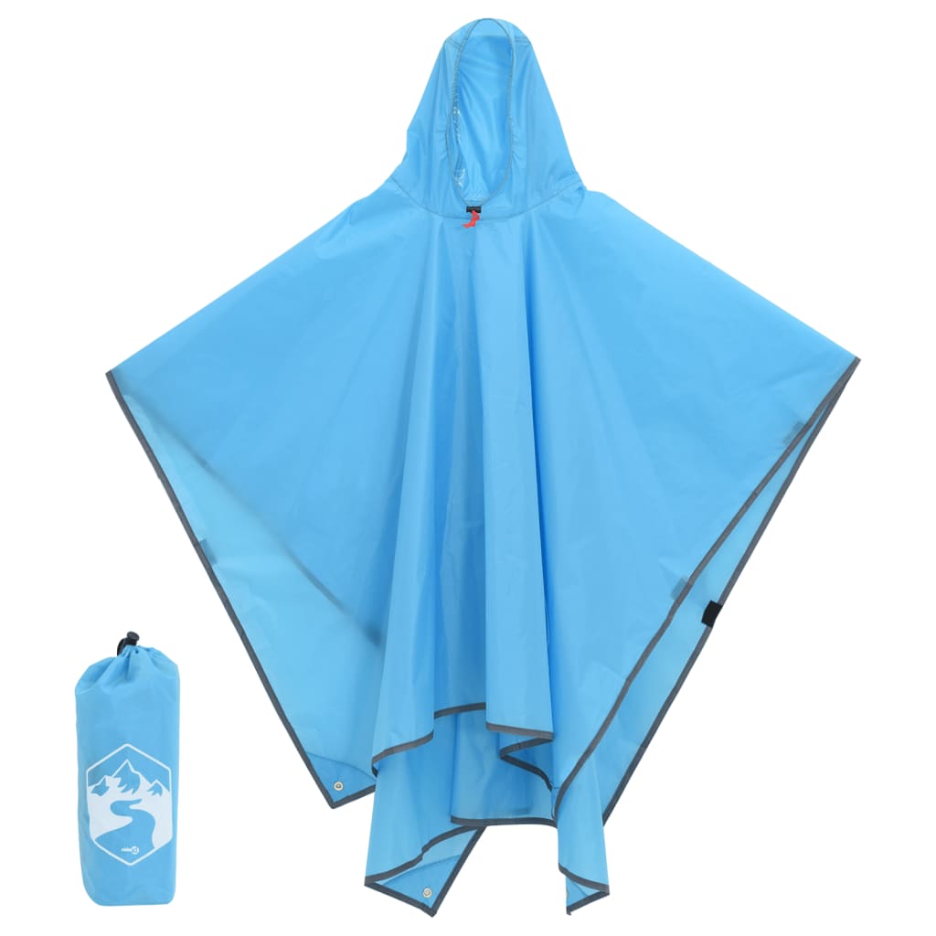 Vidaxl Rain Poncho med hette 2-i-1 design 223x145 cm blå