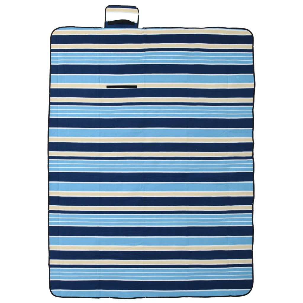 Vidaxl Picnic Rapnich Roldable Striped 200x150 cm Velvet Blue blanc