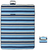 VidaXL couverture de pique-nique pliable rayée 200x150 cm velours bleu blanc