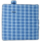 VidaXL couverture de pique-nique pliable à carreaux 200x200 cm velours bleu