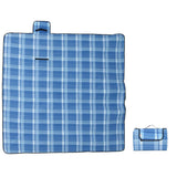 VidaXL couverture de pique-nique pliable à carreaux 200x200 cm velours bleu