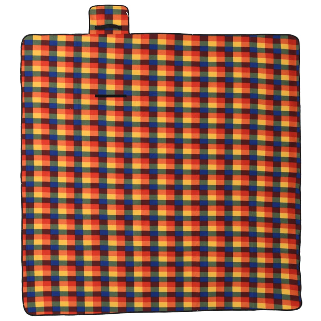 Vidaxx couverture de pique-nique pliable à carreaux 200x200 cm velours multicolore
