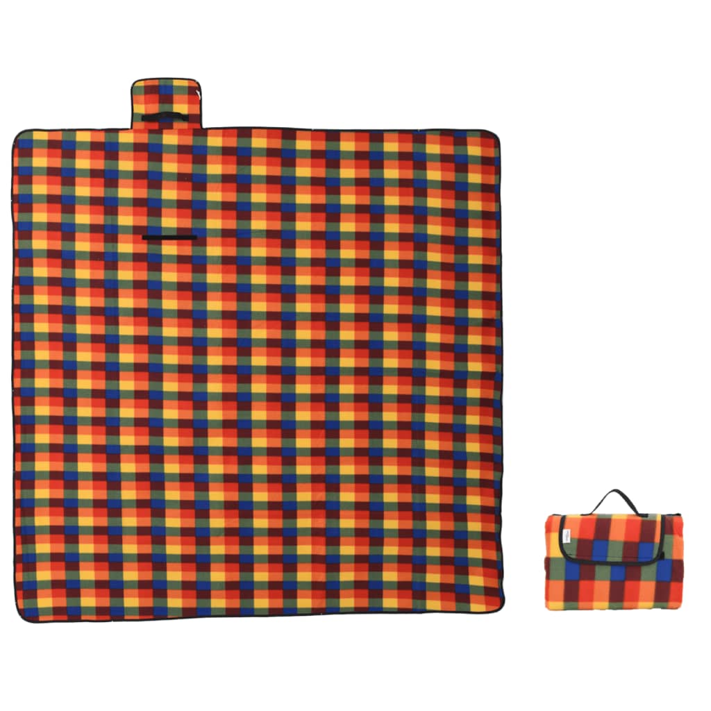 Vidaxx couverture de pique-nique pliable à carreaux 200x200 cm velours multicolore