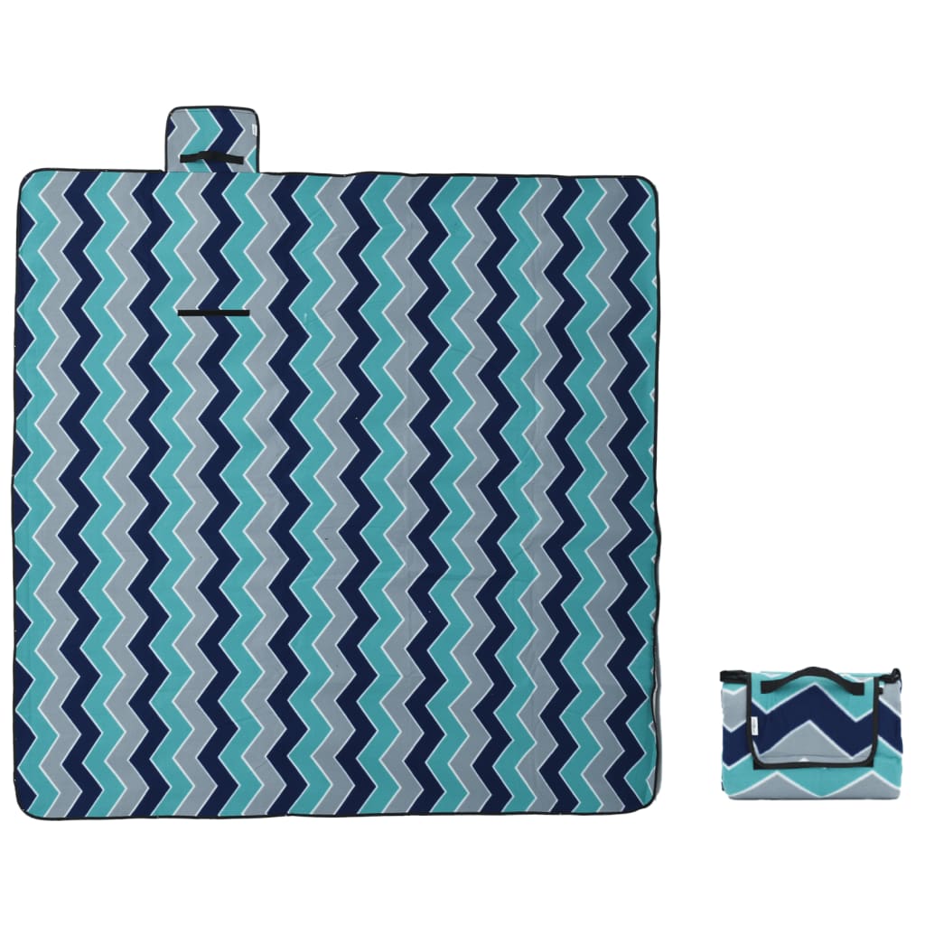 Vidaxl Picnic Rapnic Waves pliable 200x200 cm Bleu en velours