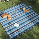 Vidaxl tappeto picnic pieghevole a strisce 200x200 cm di velluto blu bianco