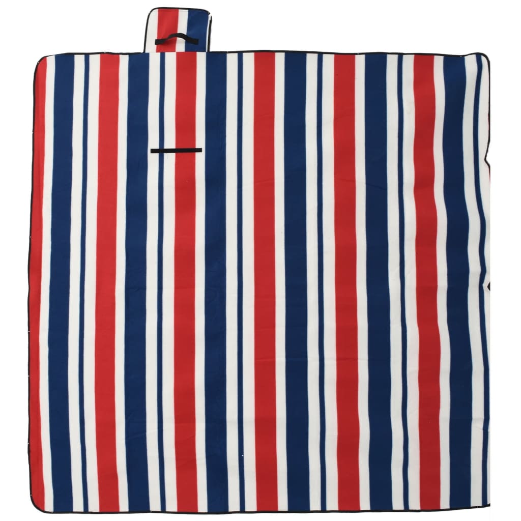 VidaXL couverture de pique-nique pliable rayures 200x200 cm velours bleu rouge