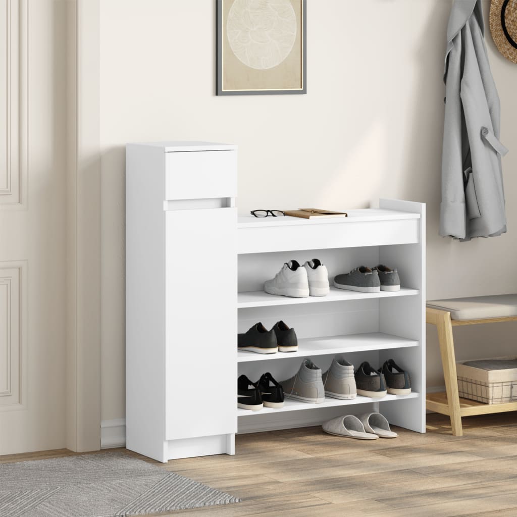 VidaXL Armoire à chaussures 100,5x28x100 cm bois d'ingénierie blanc