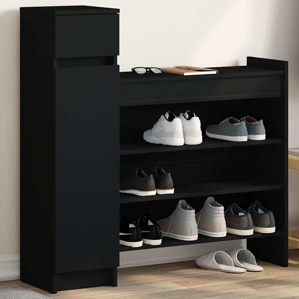 VidaXL Armoire à chaussures 100,5x28x100 cm bois fini noir