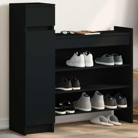 VidaXL Armoire à chaussures 100,5x28x100 cm bois fini noir