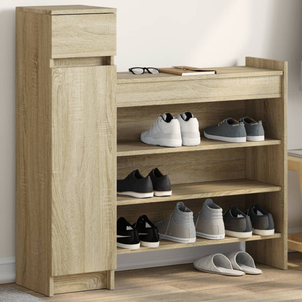 Vidaxl Cabinet da scarpe 100.5x28x100 cm Oak in legno trasformato Sonoma colorato