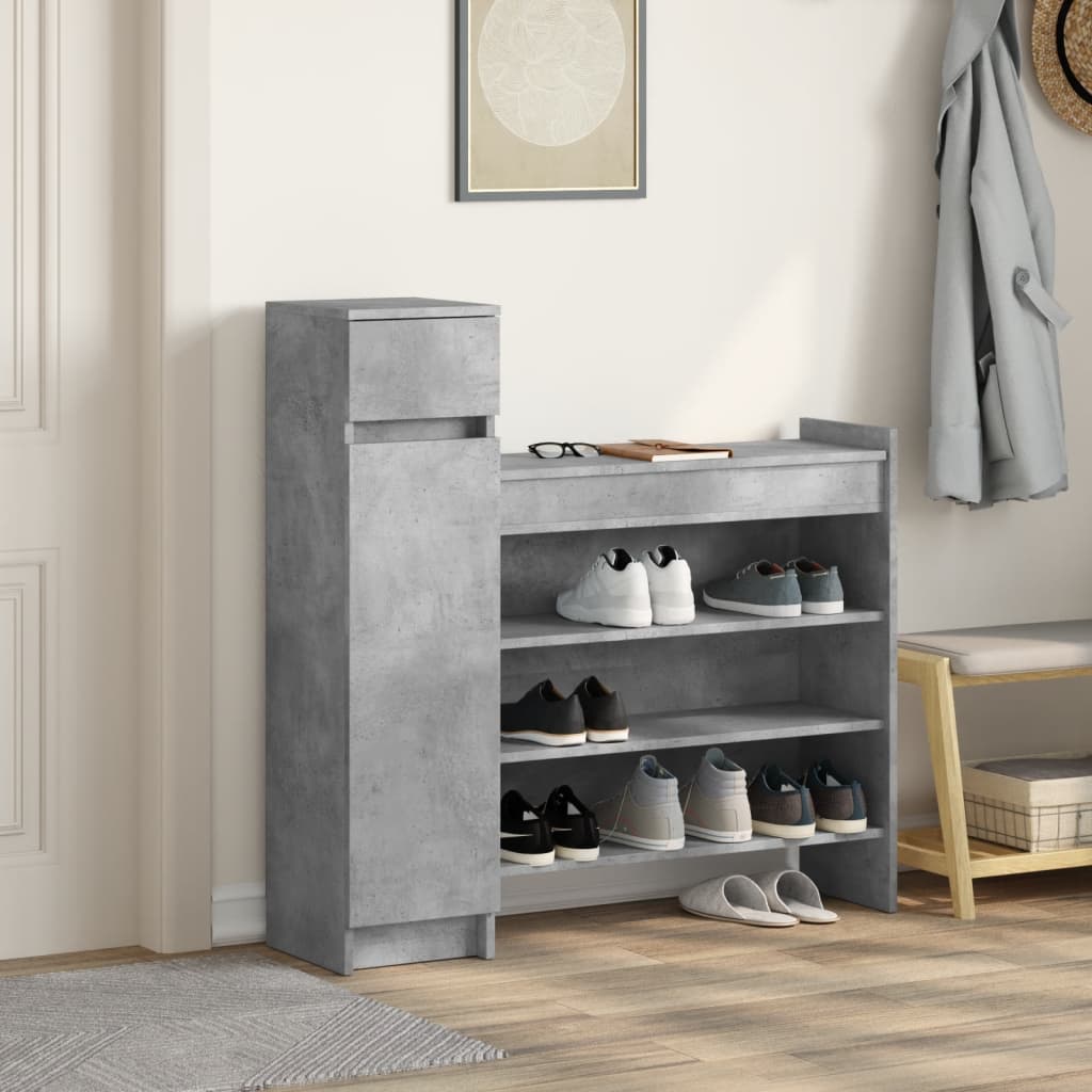 VidaXL Armoire à chaussures 100,5x28x100 cm bois d'ingénierie béton gris