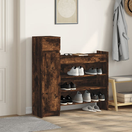 VidaXL Armoire à chaussures 100,5x28x100 cm bois d'ingénierie, chêne fumé