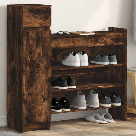 VidaXL Armoire à chaussures 100,5x28x100 cm bois d'ingénierie, chêne fumé