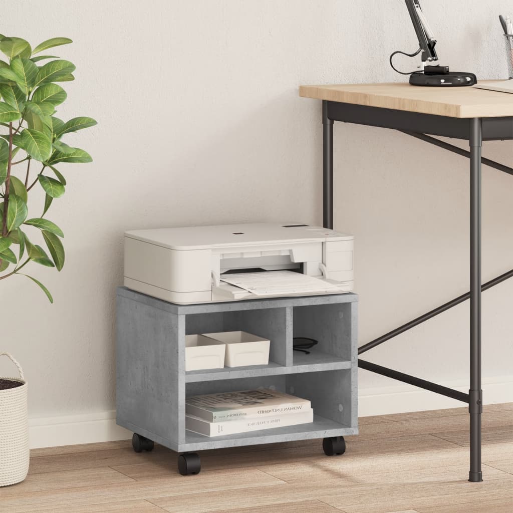 VidaXL armoire d'imprimante à roulettes 41x32x34,5 cm gris béton