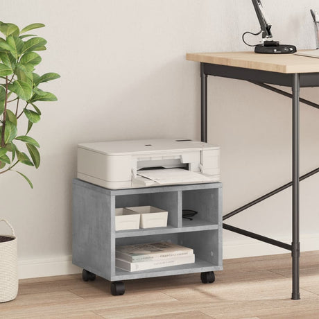 VidaXL armoire d'imprimante à roulettes 41x32x34,5 cm gris béton