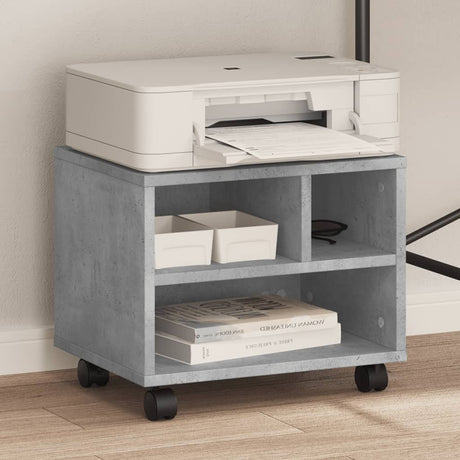 VidaXL armoire d'imprimante à roulettes 41x32x34,5 cm gris béton