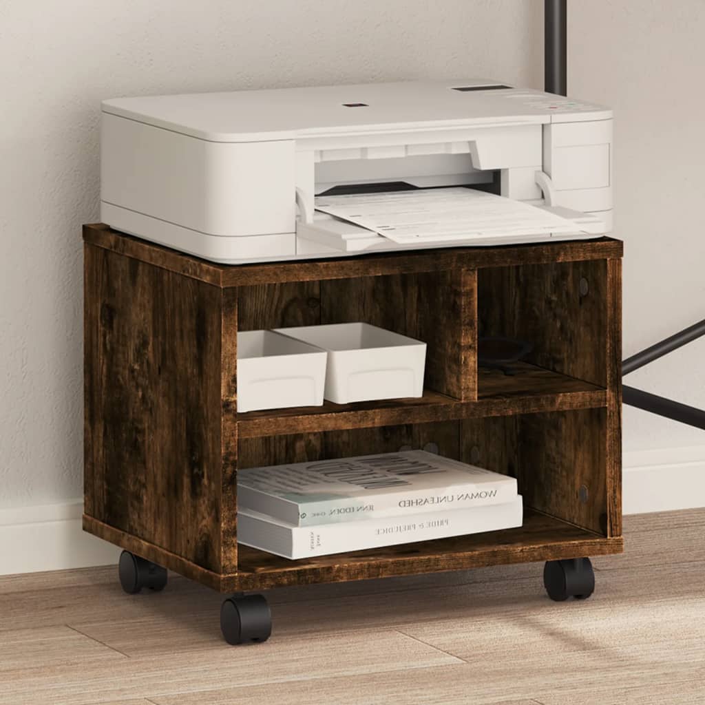VidaXL armoire d'imprimante à roulettes 41x32x34,5 cm chêne fumé