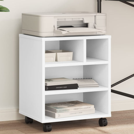 VidaXL Armoire pour imprimante à roulettes 41x32x48 cm blanc