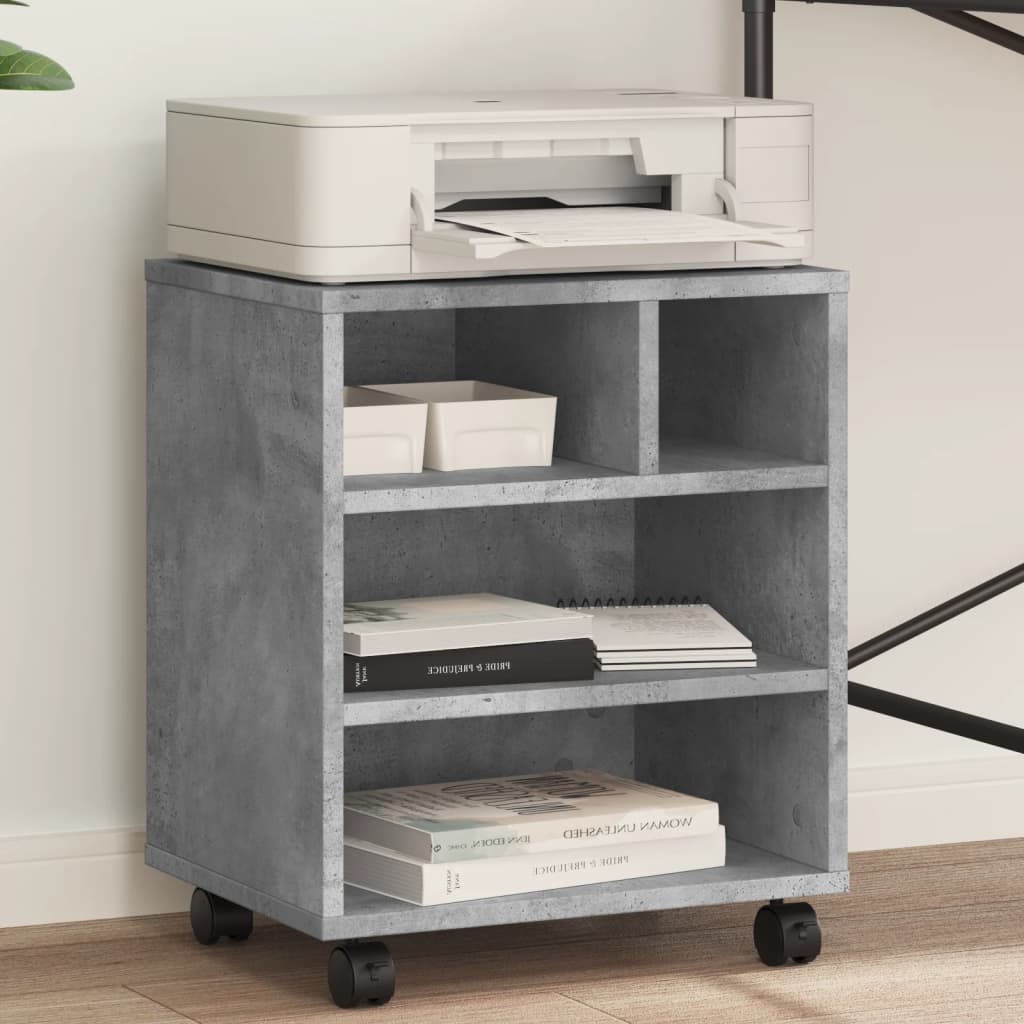 VidaXL armoire d'imprimante à roulettes 41x32x48 cm gris béton