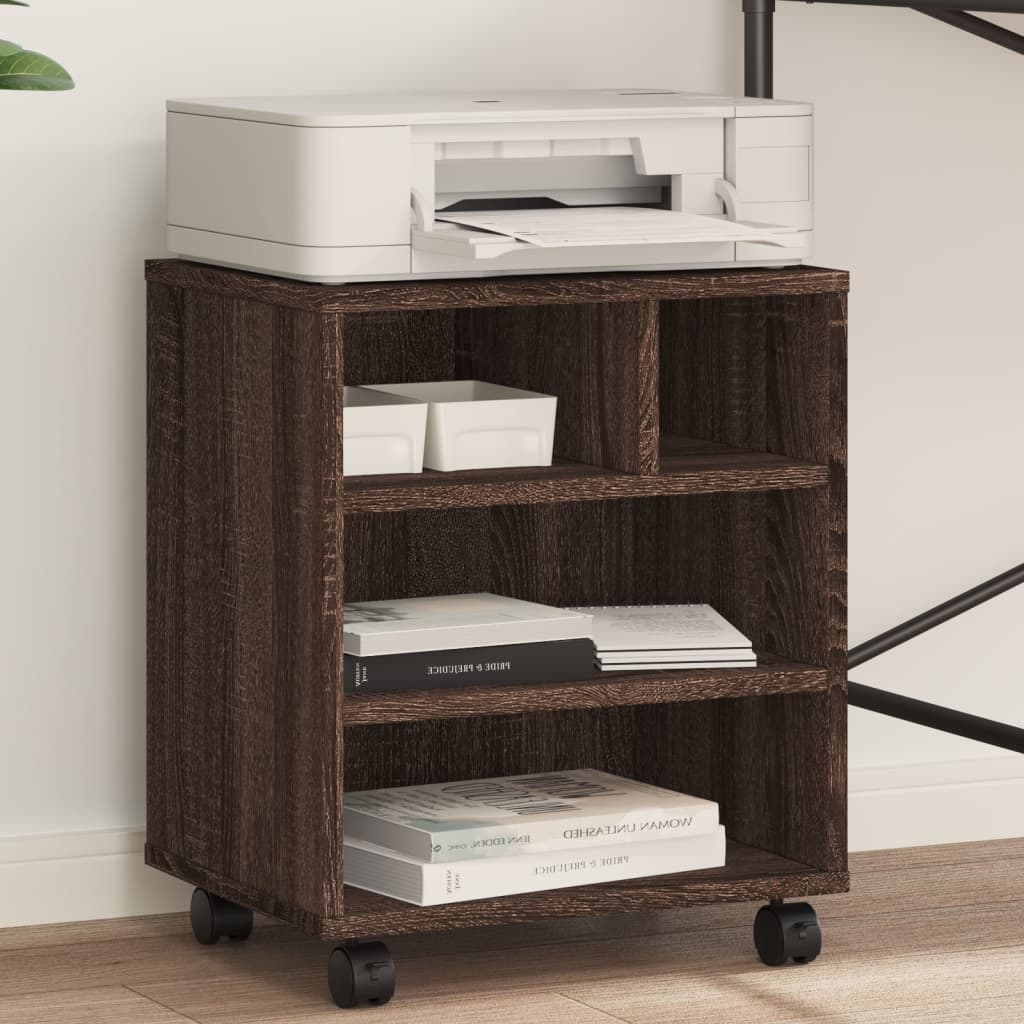VidaXL armoire d'imprimante à roulettes 41x32x48 cm chêne brun