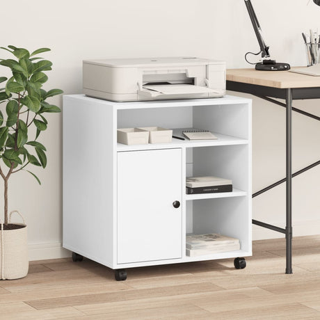 VidaXL armoire d'imprimante à roulettes 60x50x67 cm blanc
