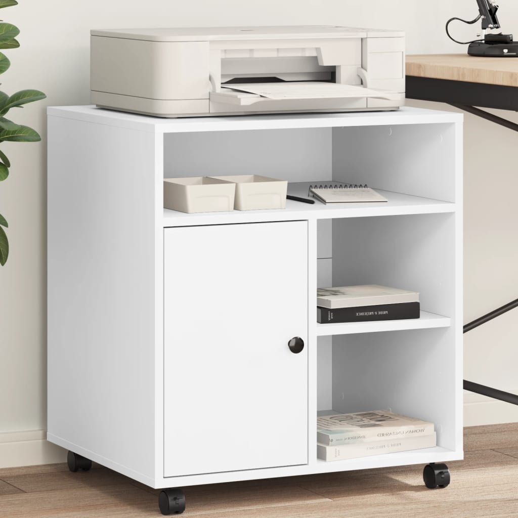 VidaXL armoire d'imprimante à roulettes 60x50x67 cm blanc