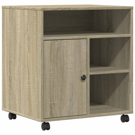 VidaXL Armoire d'imprimante à roulettes 60x50x67 cm couleur chêne sonoma