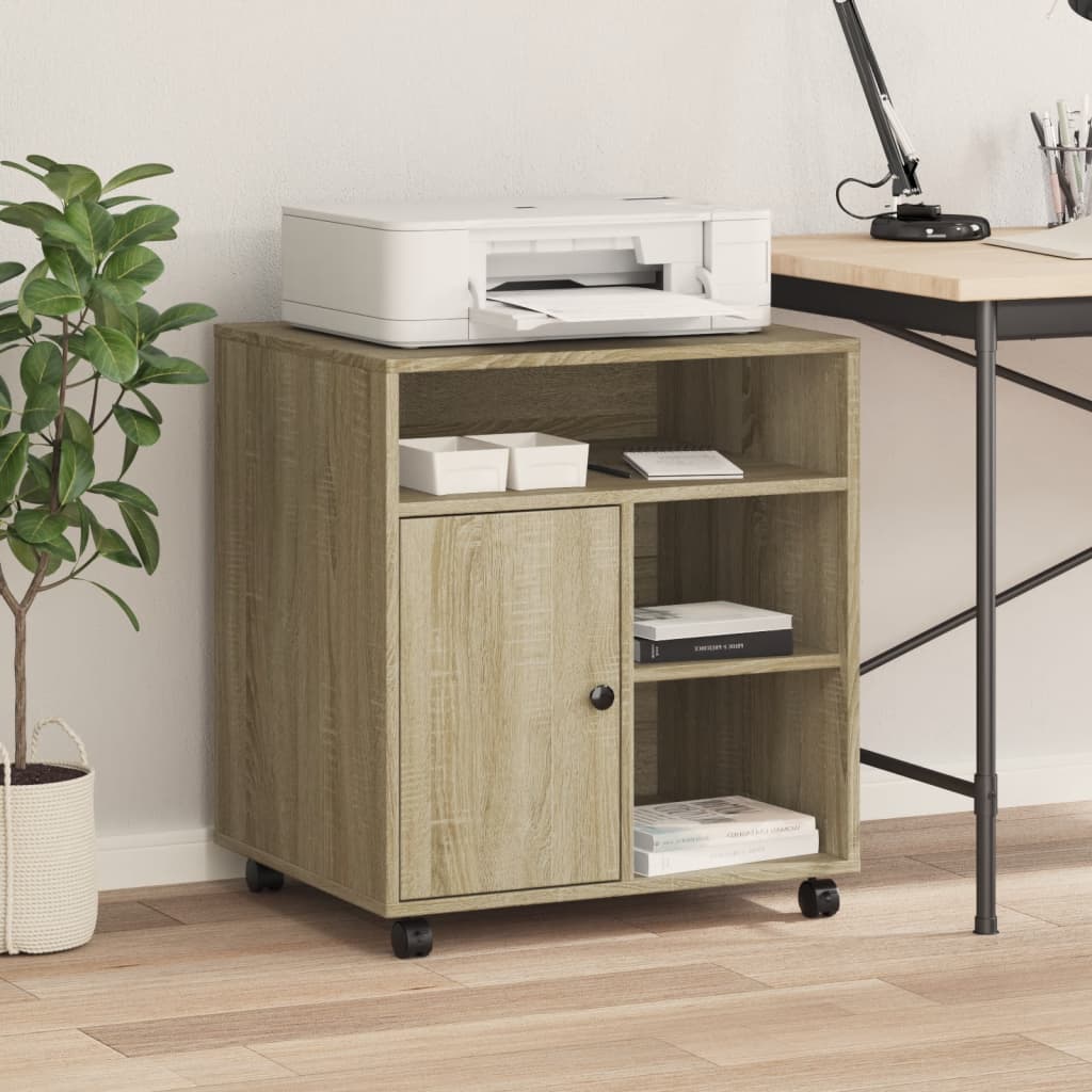 VidaXL Armoire d'imprimante à roulettes 60x50x67 cm couleur chêne sonoma