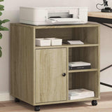 VidaXL Armoire d'imprimante à roulettes 60x50x67 cm couleur chêne sonoma