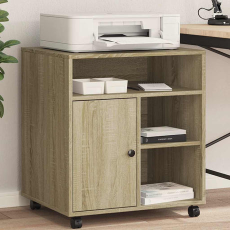 VidaXL Armoire d'imprimante à roulettes 60x50x67 cm couleur chêne sonoma