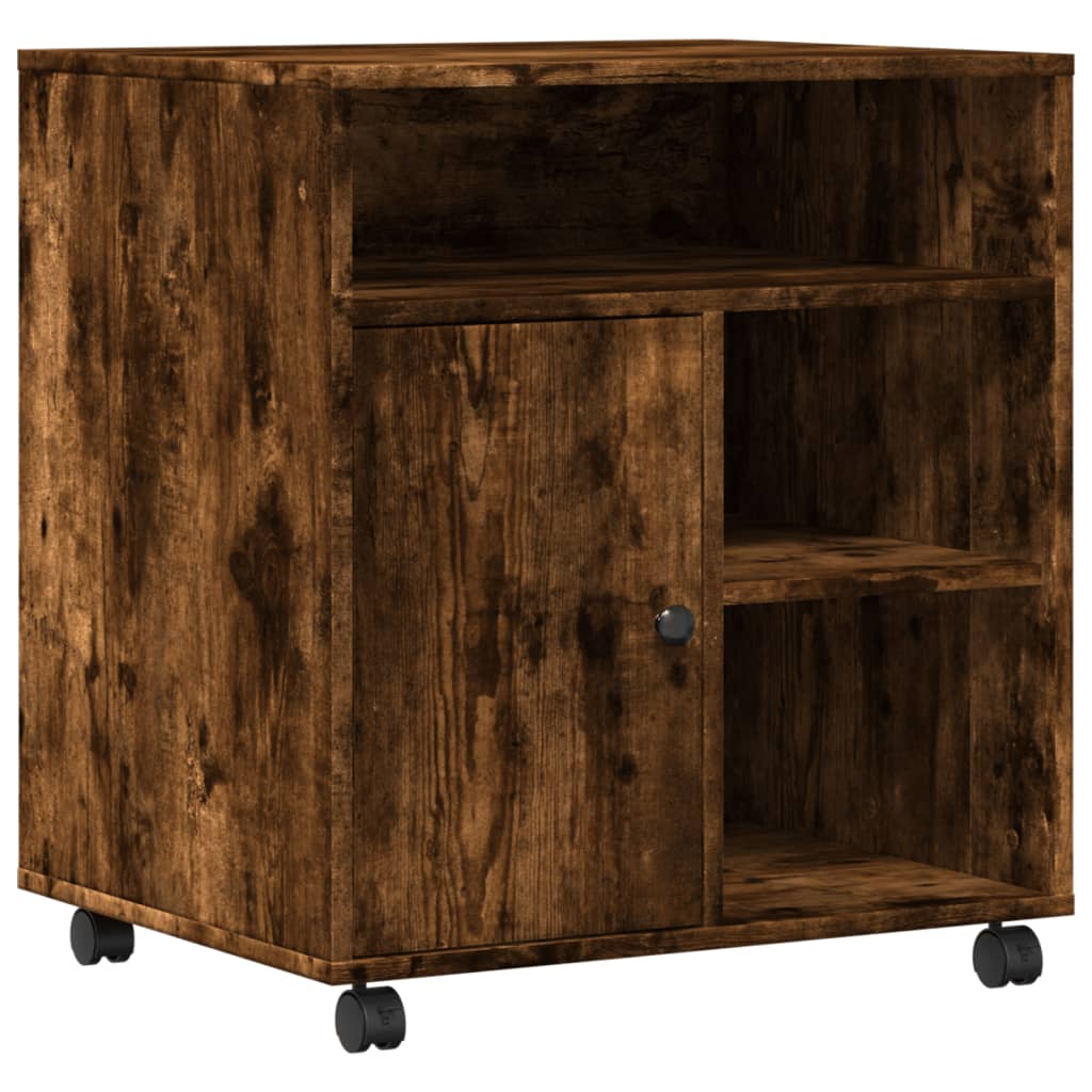 VidaXL armoire d'imprimante à roulettes 60x50x67 cm chêne fumé