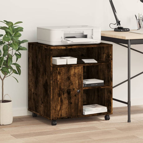 VidaXL armoire d'imprimante à roulettes 60x50x67 cm chêne fumé