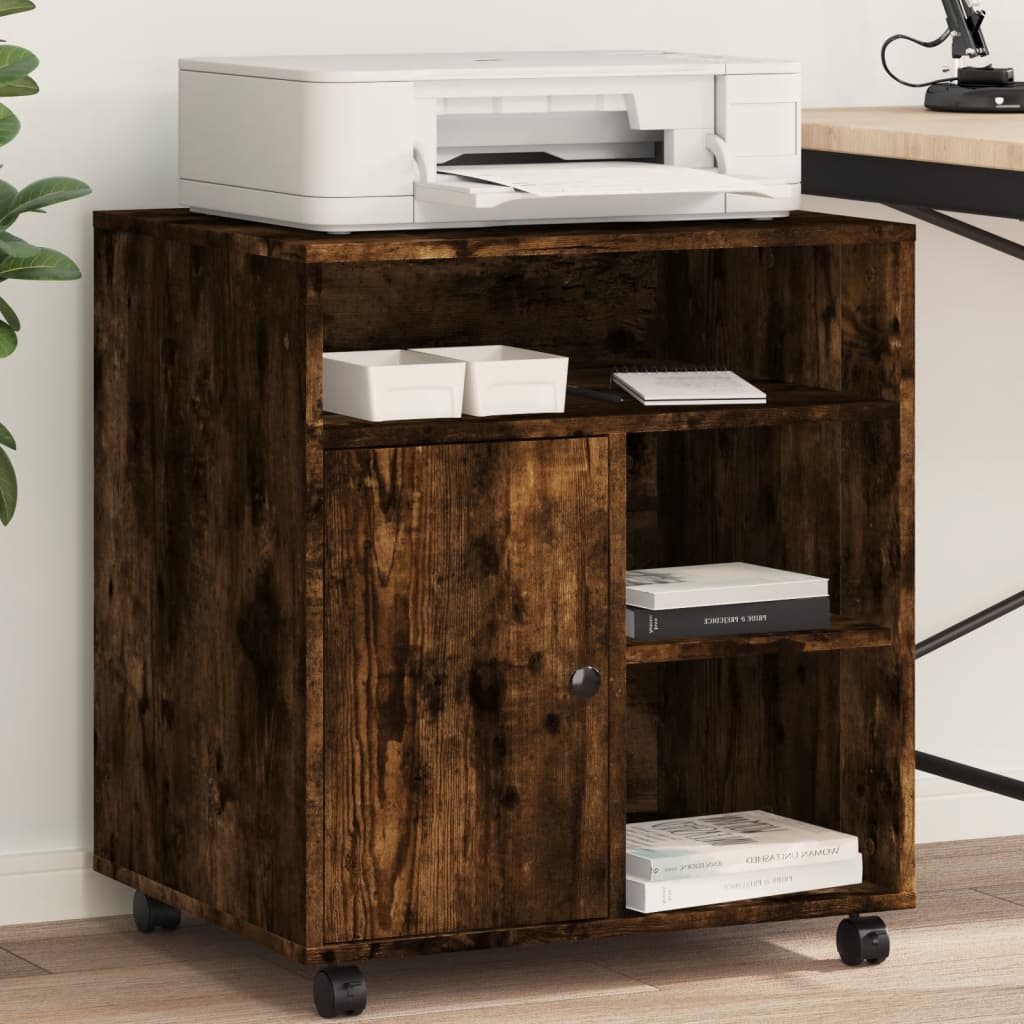 VidaXL armoire d'imprimante à roulettes 60x50x67 cm chêne fumé