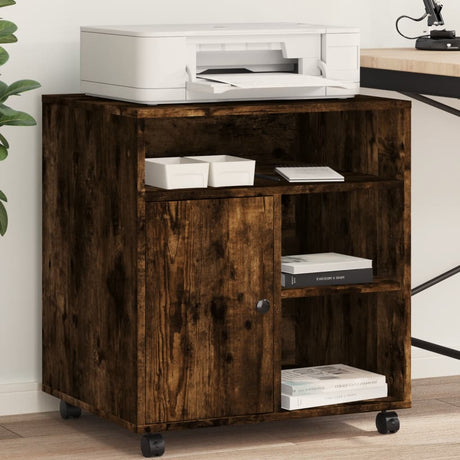 VidaXL armoire d'imprimante à roulettes 60x50x67 cm chêne fumé