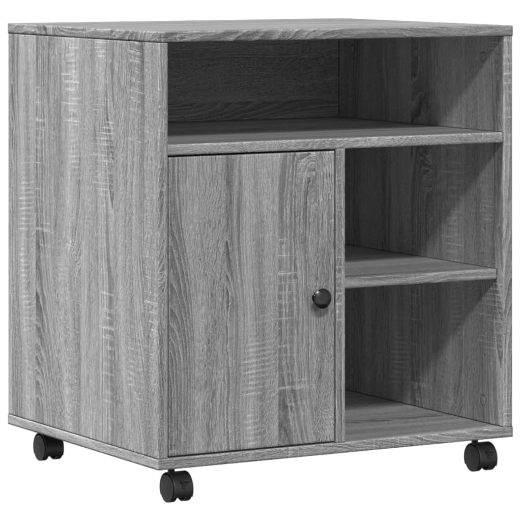 VidaXL armoire imprimante à roulettes 60x50x67 cm couleur chêne sonoma gris