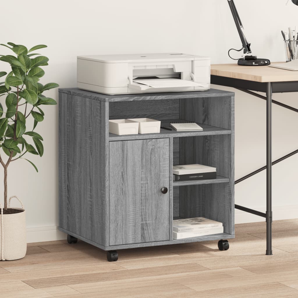 VidaXL armoire imprimante à roulettes 60x50x67 cm couleur chêne sonoma gris