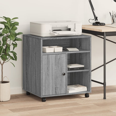 VidaXL armoire imprimante à roulettes 60x50x67 cm couleur chêne sonoma gris