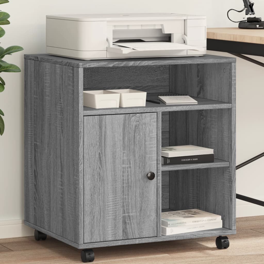 VidaXL armoire imprimante à roulettes 60x50x67 cm couleur chêne sonoma gris
