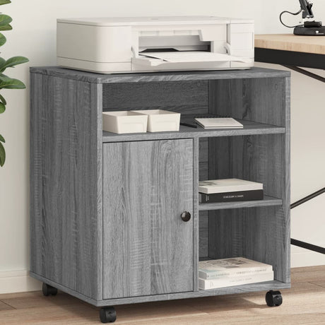 VidaXL armoire imprimante à roulettes 60x50x67 cm couleur chêne sonoma gris