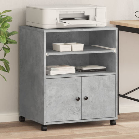 VidaXL armoire d'imprimante à roulettes 60x48x74 cm gris béton