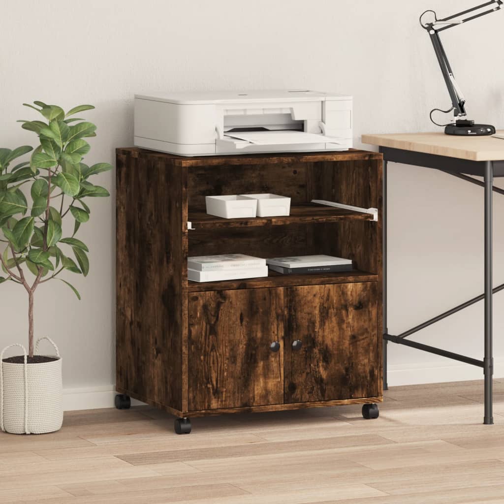 VidaXL armoire d'imprimante à roulettes 60x48x74 cm chêne fumé