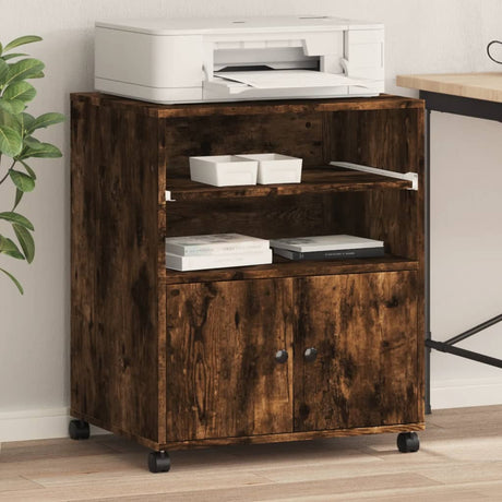 VidaXL armoire d'imprimante à roulettes 60x48x74 cm chêne fumé