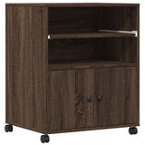 Vidaxl Drécker Këscht mat Rieder 60x48x74 cm Brown Oak faarweg