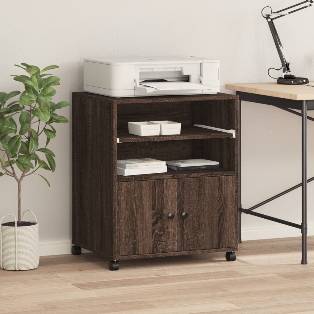 VidaXL armoire d'imprimante à roulettes 60x48x74 cm chêne brun