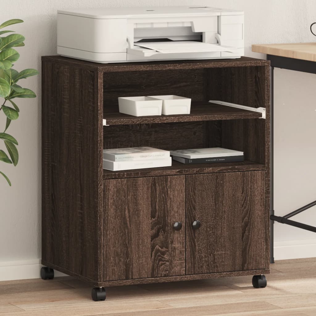 VidaXL armoire d'imprimante à roulettes 60x48x74 cm chêne brun