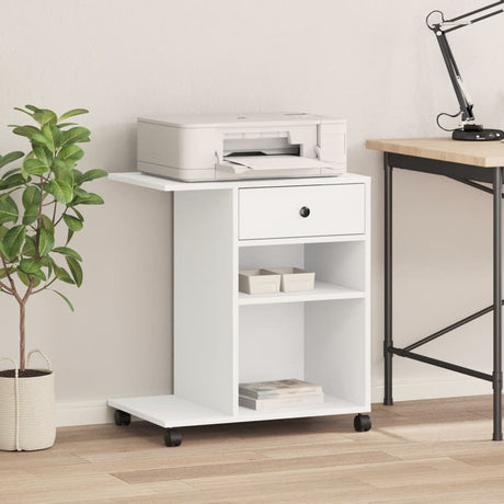 VidaXL armoire d'imprimante à roulettes 60x40x68,5 cm blanc