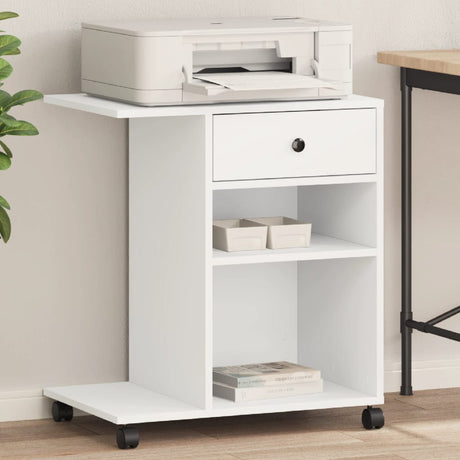 VidaXL armoire d'imprimante à roulettes 60x40x68,5 cm blanc