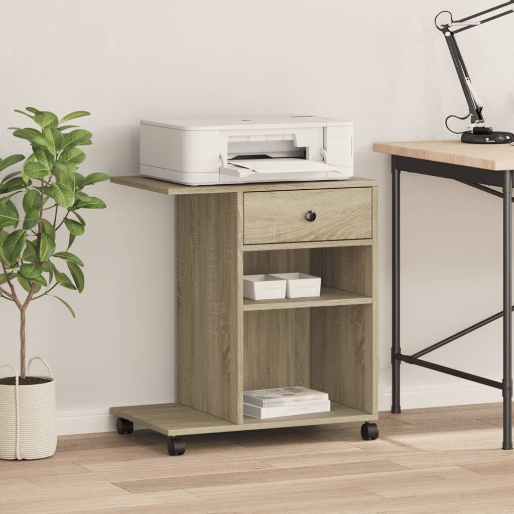 VidaXL armoire d'imprimante à roulettes 60x40x68,5 cm couleur chêne sonoma