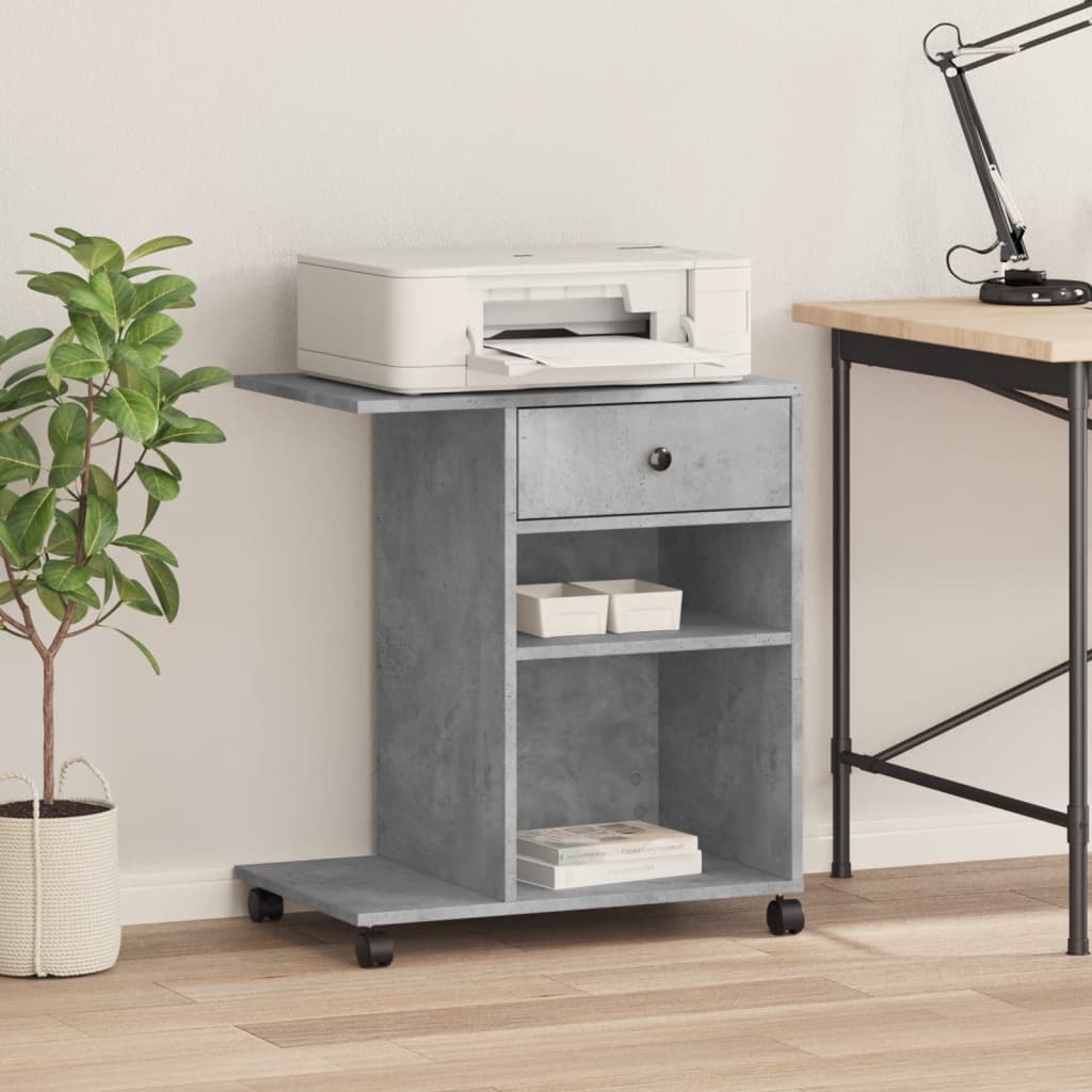 VidaXL armoire d'imprimante à roulettes 60x40x68,5 cm gris béton