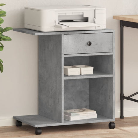 VidaXL armoire d'imprimante à roulettes 60x40x68,5 cm gris béton